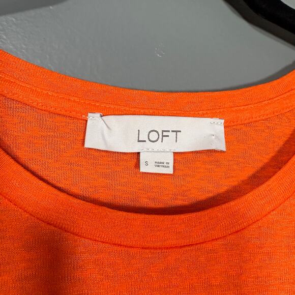 Ann Taylor LOFT Women's Orange Sleeveless Knit Top - Size Small - Pleated Detail - Picture 4 of 6